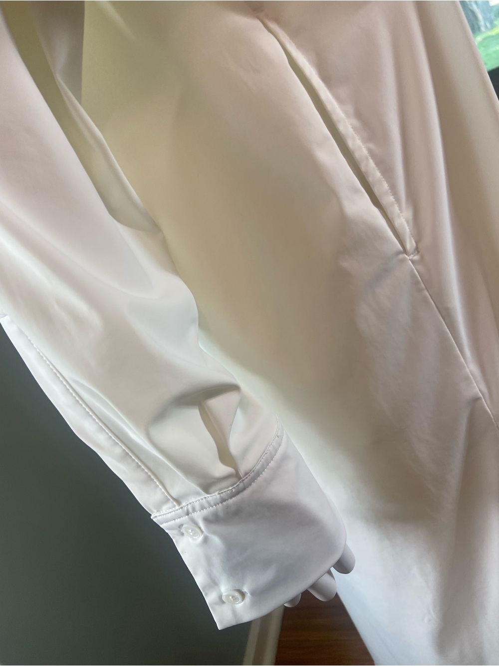 Carbon38 Off White Oversized Tunic Long Button Up Down Shirt Midi Dress XSmall - Picture 9 of 14